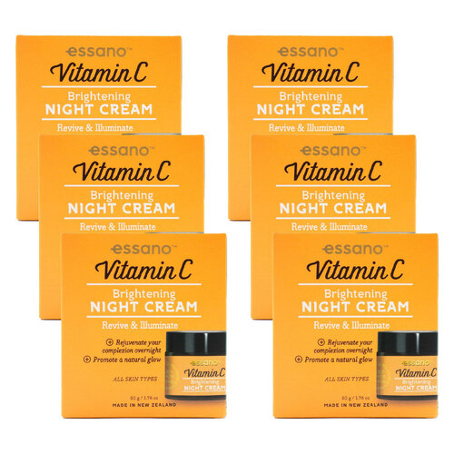 6PK Essano Brightening Night Cream Revive & Illuminate Vitamin C 50g