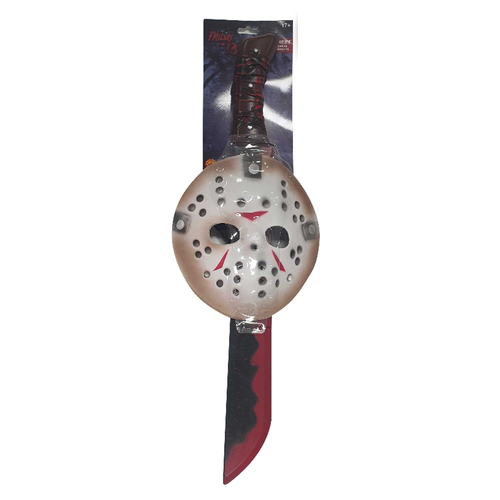 Friday The 13th Jason Mask & Machete Set Scary Halloween Mens Costume