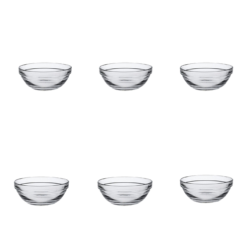 6x Duralex Lys 10.5cm/205ml Stackable Glass Bowl - Clear