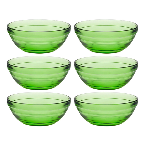 6PK Duralex Gigonge 14cm/500ml Stackable Glass Bowl - Green