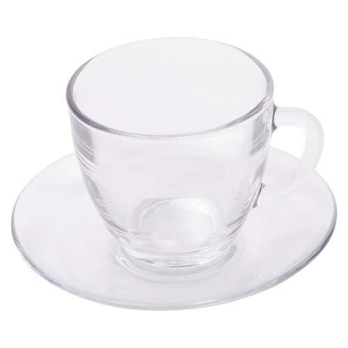 6pc Duralex Gigogne 220ml Tea Cup Saucer Clear