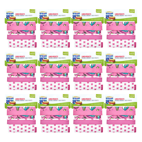 14pc Sachi Lunch Pocket Reusable Sandwich/Snack Bag Set - Unicorns