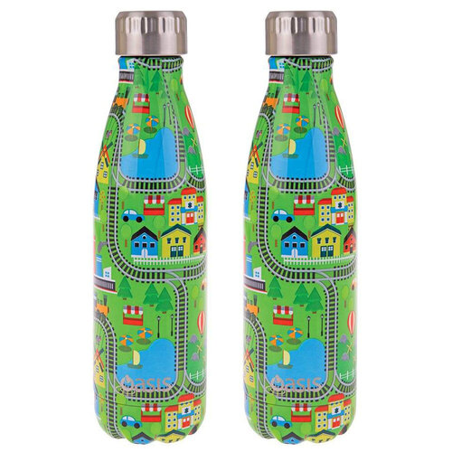 2PK Oasis 500ml Stainless Steel Double Wall Insulated Drink Bottle - City