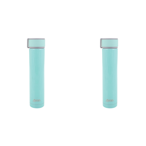 2PK Oasis Skinny Mini Pastel Double Wall Insulated Drink Bottle 250ml Assorted