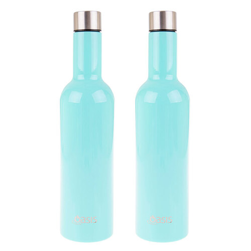 2PK Oasis Double Wall Insulated 750ml SS Wine Traveller Spearmint