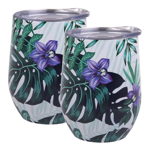 2PK Oasis 330ml Double Wall Insulated Wine Tumbler - Tropical Paradise