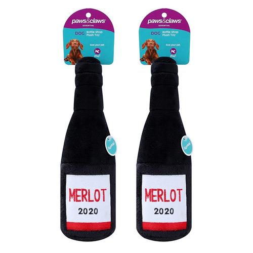 2PK Paws & Claws 31x10cm Bottle Shop Plush - Merlot