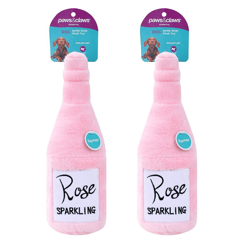 2PK Paws & Claws 31x10cm Bottle Shop Plush - Rose