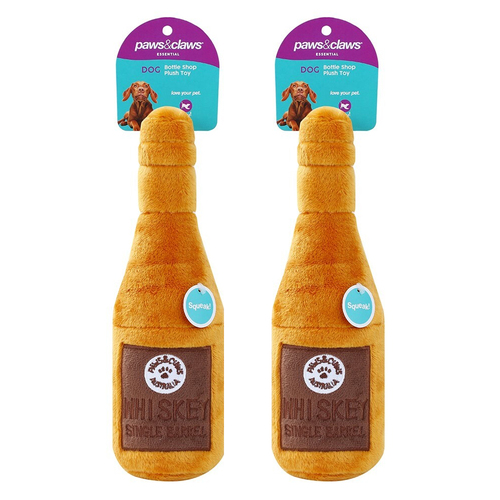 2PK Paws & Claws 31x10cm Bottle Shop Plush - Whiskey