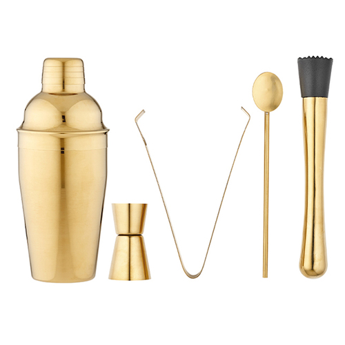 5pc Tempa Aurora Gold Cocktail Set Jigger/Tong/Spoon/Muddler