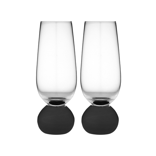 2pc Tempa Astrid Matte Black Champagne Glass