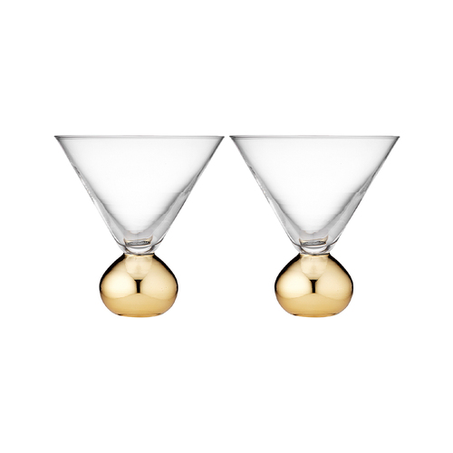 2pc Tempa Astrid Gold Martini Glasses 300ml