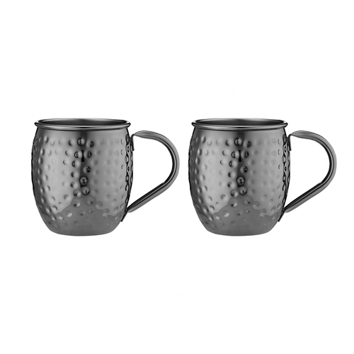 2pc Tempa Spencer Hammered Black Handled Mug