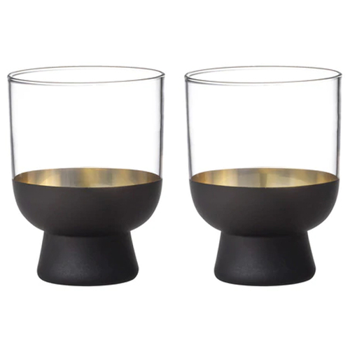 2pc Tempa Aria Black Glass Tumblers 240ml