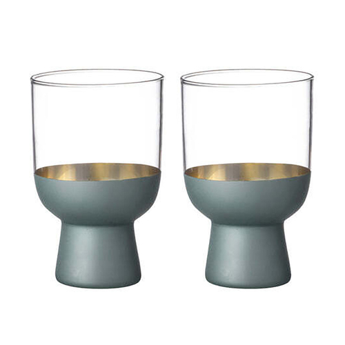 2pc Tempa Aria Teal Glass Highball Tumbler