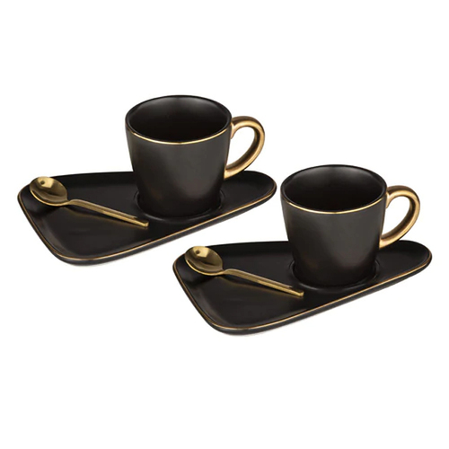 6pc Tempa Asteria Black Espresso Cup/Plate/Spoon Set