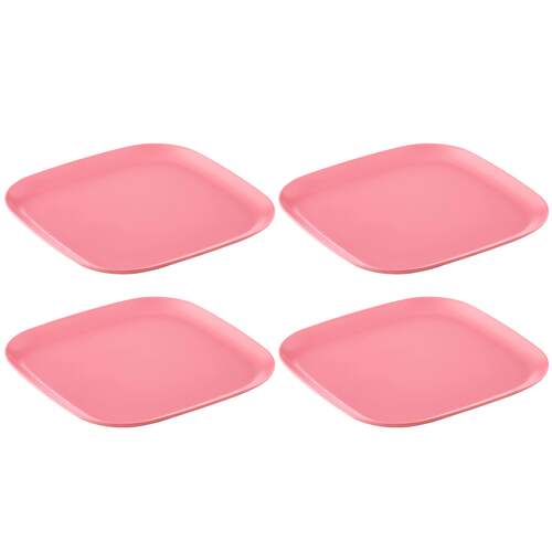 4PK Delilah Melamine 22cm Picnic Snack Plate - Pink