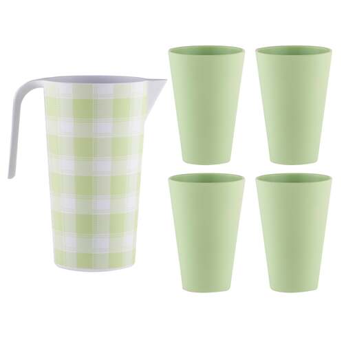 Delilah Melamine1.5L Pitcher Jug w/ 4x 450ml Tumbler - Sage