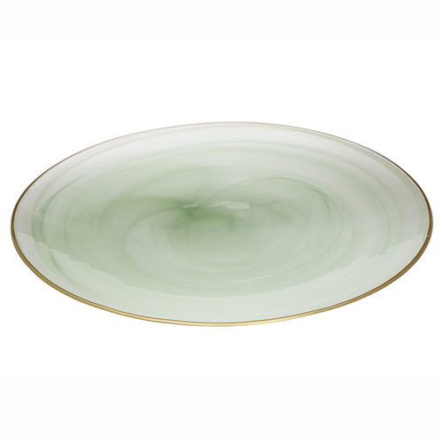 Ismay Large 33cm Round Glass Platter Tableware - Green