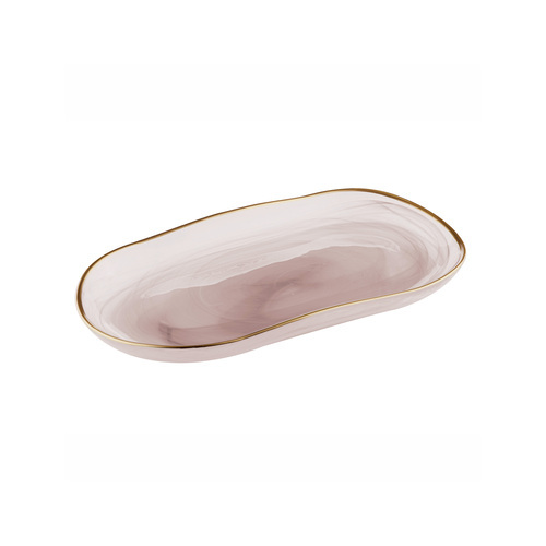 Ismay Small 26.5cm Glass Oblong Platter Dinnerware - Pink