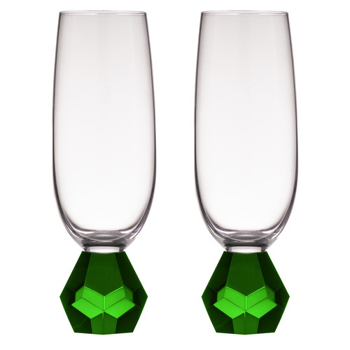 2PK Zhara Crystal 200ml Champagne Glass Drinkware - Emerald