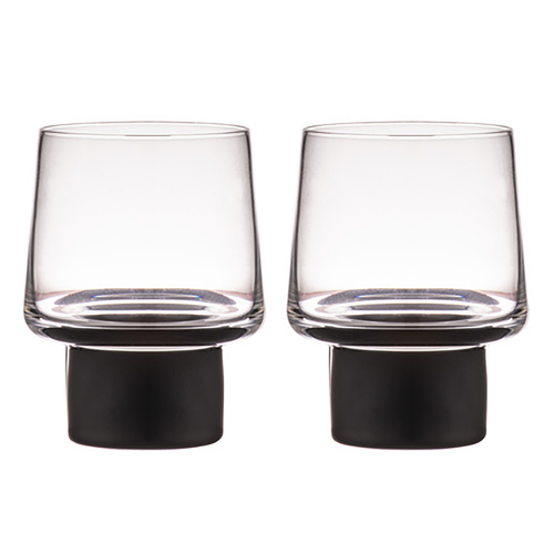 2PK Aurora Clear 200ml Glass Tumbler Cup Set - Matte Black