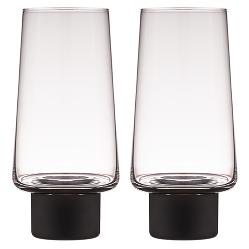 2PK Aurora Clear 350ml Highball Tumbler Glasses - Matte Black