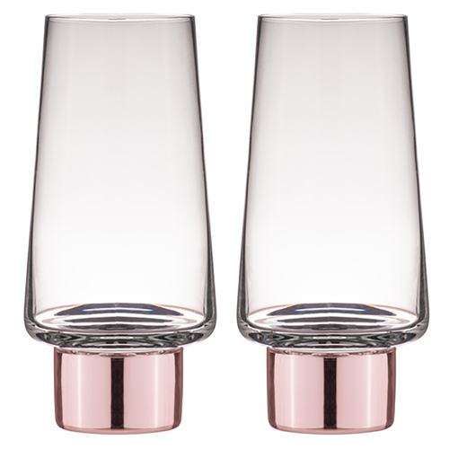 2PK Aurora Clear 350ml Highball Tumbler Glasses - Rose