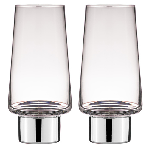 2PK Aurora Clear 350ml Highball Tumbler Glasses - Silver