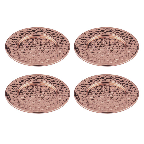 4PK Spencer Hammered 13cm Metallic Coaster Set - Copper