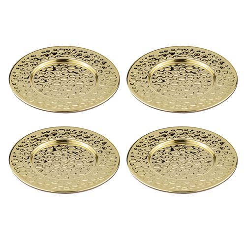 4PK Spencer Hammered 13cm Metallic Coaster Set - Gold