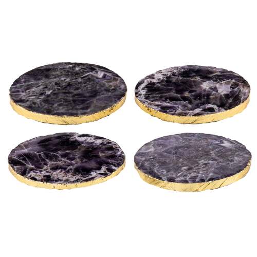 4PK Allira 10cm Agate Coaster Set Tableware - Amethyst