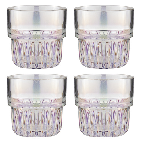 4pc Tempa Skye Opal Lowball Glass Drinking Tumblers 8.5x8.5x8.5cm