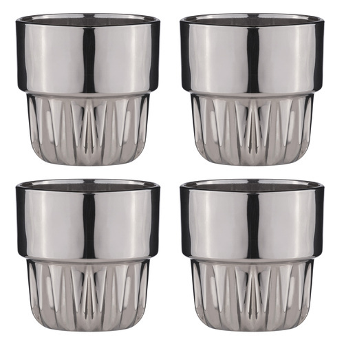 4pc Tempa Skye Charcoal Lowball Glass Drinking Tumblers 8.5x8.5x8.5cm