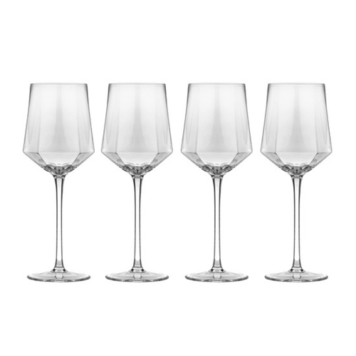 4PK Tempa Jaxon Clear Geometric Wine Drinking Glasses 24cm