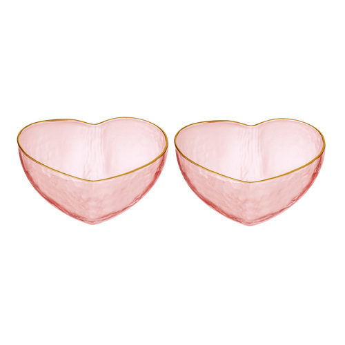 2pc Amour Pink Tinted Mini Glassware/Serveware Bowl Set