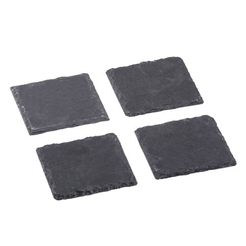 4pc Tempa Tuscany Slate Drink Coaster Set 10x10x0.8cm Black