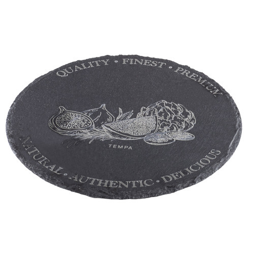 Tempa Tuscany Food Serving Slate Lazy Susan 30x30x2cm Black