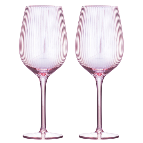 2pc Tempa Thalia 420ml Stemmed Crystal Wine Glass - Pink Quartz