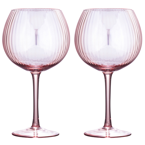 2pc Tempa Thalia 685ml Crystal Gin Glass Set - Pink Quartz