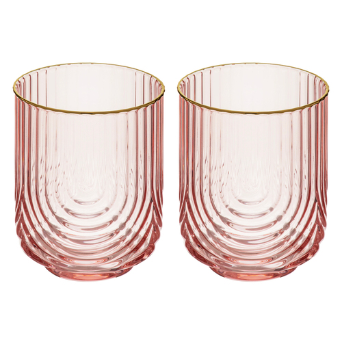 2pc Tempa Florence 420ml Lowball Glass Tumbler - Opulent Pink