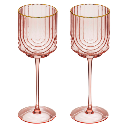 2pc Tempa Florence 350ml Stemmed Wine Glass - Opulent Pink