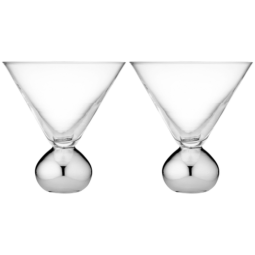 2pc Tempa Astrid Silver Martini Glasses 300ml 