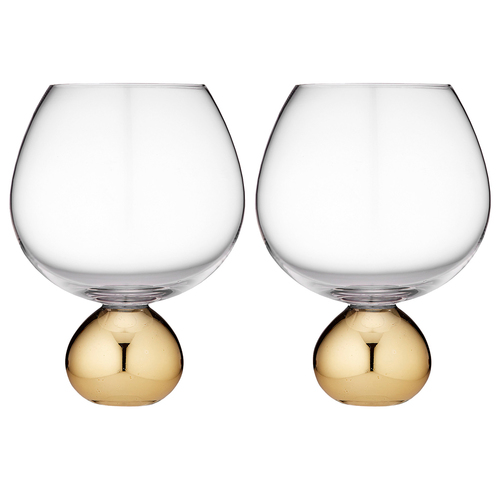 2pc Tempa Astrid 600ml Crystal Gin Glass Set - Gold