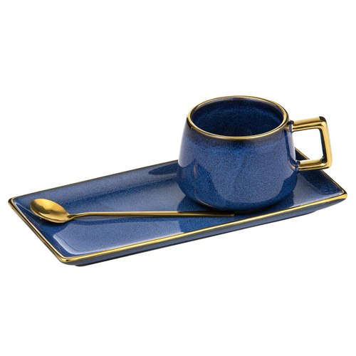 3pc Tempa Rae New Bone China/SS Mug Plate & Spoon Set - Midnight Blue