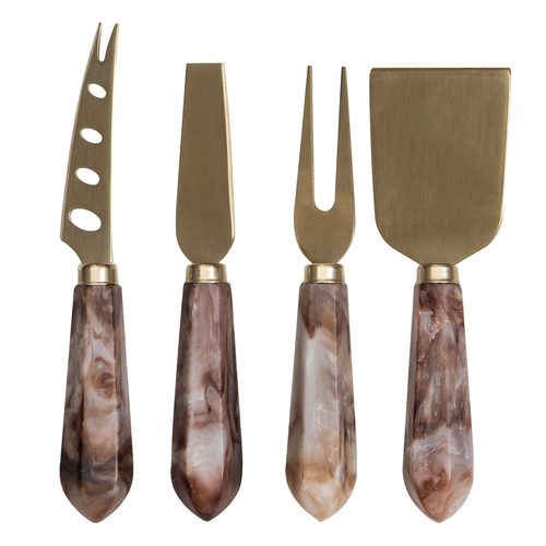 4pc Tempa Marlow Polyresin Cheese Knife Set - Espresso