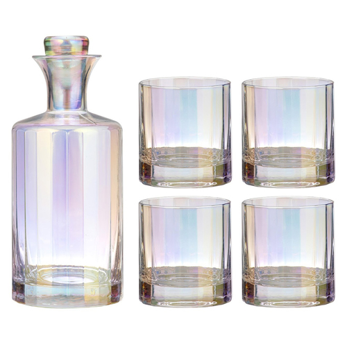 5pc Tempa Ava Crystal Whisky Glasses/Decanter Set - Opal