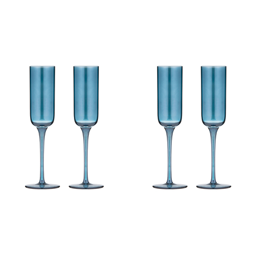 2x 2pc Tempa Verity Champagne Crystal Glass Set - Sapphire