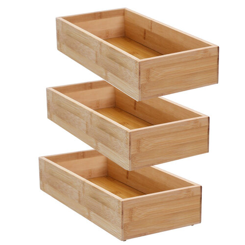 3PK Boxsweden Bamboo Organisation Tray 30X15X7cm