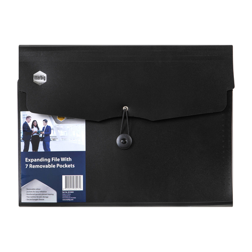 Marbig Pro Expanding File w/ 7 Pockets Document Holder - Black